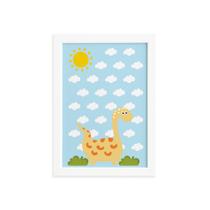 Quadro Infantil Dinossauro Baby 2 Amarelo 22x32 Moldura Bran