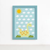 Quadro Infantil Dinossauro Baby Amarelo 22x32 Moldura ul