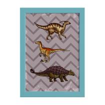 Quadro Infantil Dinossauro Roxo Moldura ul 22x32