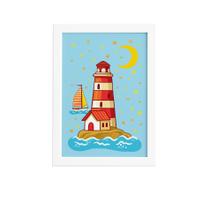Quadro Infantil Farol do Mar Moldura Branca 22x32cm Quadro Infantil Farol do Mar Moldura Branca 22x32cm