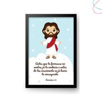 Quadro Infantil Jesus moldura vidro religioso