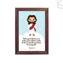 Quadro Infantil Jesus moldura vidro religioso