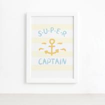 Quadro Infantil Marinheiro Capitão Moldura Branca 22x32cm