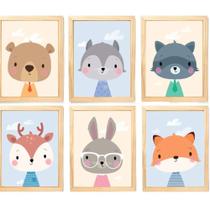 Quadro Infantil Menina 6 Un A4 Vidro E Pendurador