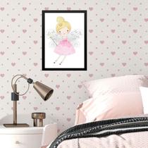 Quadro Infantil Menina Fada Madrinha 45x34cm Quadro Infantil Menina Fada Madrinha 45x34cm