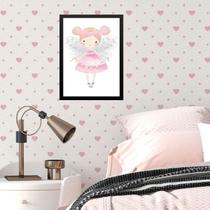 Quadro Infantil Menina Fadinha Princesa 45x34cm - com vidro