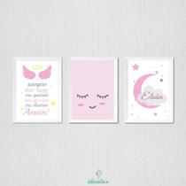 Quadro Infantil Menina Oração do Santo Anjo com Olhinho e Nome Personalizado Quadro Infantil Menina Oração do Santo Anjo com Olhinho e Nome Personalizado