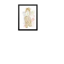 Quadro Infantil Menina Sapatilha Balé Ouro 45X34Cm - Vidro Quadro Infantil Menina Sapatilha Balé Ouro 45X34Cm - Vidro