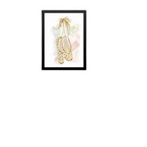 Quadro Infantil Menina Sapatilha De Balé Ouro 45X34Cm