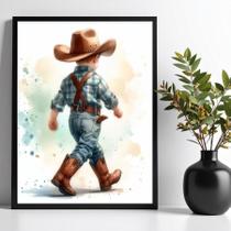 Quadro Infantil Menininho Cowboy 45X34Cm - Com Vidro