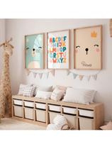 Quadro Infantil Menino ABC Menina Ursinha com Coroa Perfeito Para Decoração