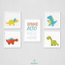 Quadro Infantil Menino Dinossauro - Decoração Lúdica
