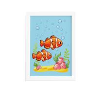 Quadro Infantil Peixes Palhaço Moldura Branca 22x32cm Quadro Infantil Peixes Palhaço Moldura Branca 22x32cm