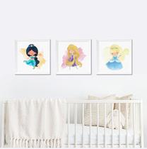 Quadro Infantil Princesa Disney - Kit com 3 Quadros Decorativos Quadro Infantil Princesa Disney - Kit com 3 Quadros Decorativos