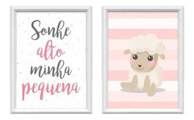 Quadro Infantil Quarto Bebê Menina Nuvem Ovelha 2 De 34 X 44