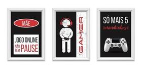 Quadro Infantil Quarto Gamer Três Quadros 24 X 44 Quadro Infantil Quarto Gamer Três Quadros 24 X 44