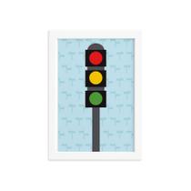 Quadro Infantil Quarto Menino Semáforo 22x32 Moldura Branca Quadro Infantil Quarto Menino Semáforo 22x32 Moldura Branca