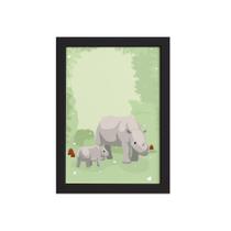Quadro Infantil Rinoceronte Família Moldura Preta 33x43cm Quadro Infantil Rinoceronte Família Moldura Preta 33x43cm
