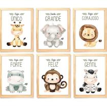 Quadro Infantil Safari 6 Un A4 Vidro E Pendurador. Quadro Infantil Safari 6 Un A4 Vidro E Pendurador.