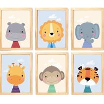 Quadro Infantil Safari 6 un A4 vidro e pendurador