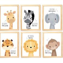 Quadro Infantil Safari 6 un A4 vidro e pendurador