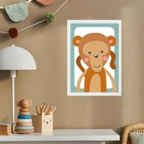 Quadro Infantil Safari - Macaquinho 45x34cm - com vidro