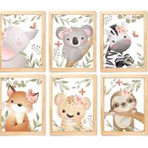Quadro Infantil Safari Menina 6 Un A4 Vidro E Pendurador. Quadro Infantil Safari Menina 6 Un A4 Vidro E Pendurador.