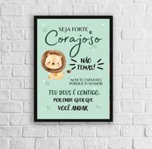 Quadro Infantil Safari Seja Forte E Corajoso 24x18cm - com vidro