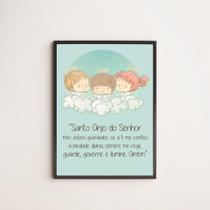 Quadro Infantil Santo Anjo Do Senhor 33X24Cm - Com Vidro