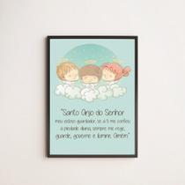 Quadro Infantil Santo Anjo do Senhor 33x24cm - com vidro