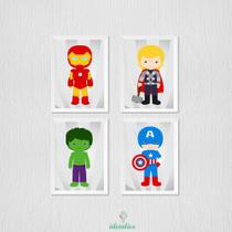 Quadro Infantil Super Heróis Vingadores - Homem de Ferro e Hulk - 23x33cm
