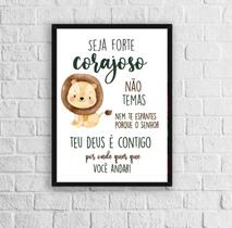 Quadro Infantil Tema Safari Seja Forte E Corajoso 24x18cm - com vidro