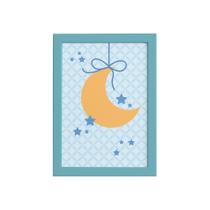 Quadro Infantil Ursinho Príncipe Lua Moldura Azult 22x32cm