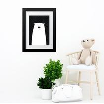 Quadro Infantil Urso Branco E Preto - 60X48Cm