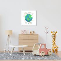 Quadro Infantil Welcome to the World 43x43 Caixa Branco Moldura Caixa, Branca