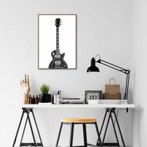 Quadro Instrumento Musical Guitarra 60x43 Filete Marrom Moldura Filete, Marrom Cafe