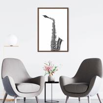 Quadro Instrumento Musical Saxone 86x60 Caixa Marrom Moldura Caixa, Marrom Cafe