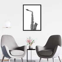 Quadro Instrumento Musical Saxone 86x60 Caixa Preto Moldura Caixa, Preta