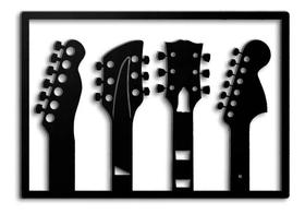 Quadro Instrumentos Musicais Mdf Preto Guitarra Violão 40Cm