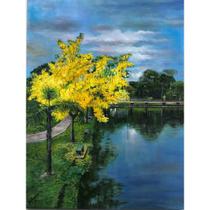 Quadro Ipê Amarelo do Lago Pintura Óleo Sobre Tela