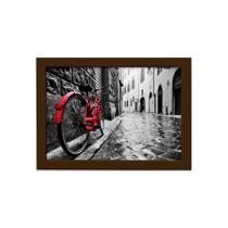 Quadro Itália Foto Bicicleta Moldura Marrom 33x43cm