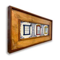 Quadro Janelas de Tiradentes com três azulejos Quadro Janelas de Tiradentes com três azulejos
