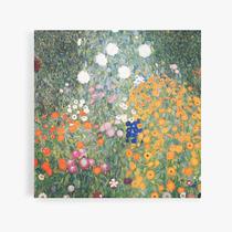 Quadro Jardim Florido Gustav Klimt Flores Canvas 60x60cm