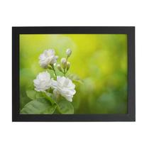 Quadro Jasmim-Árabe Flor Branca Moldura Preta 60X40Cm