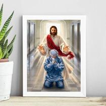 Quadro Jesus Abençoando Médico 33X24Cm