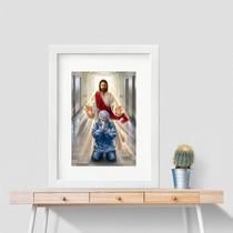 Quadro Jesus Abençoando Médico - 60x48cm - com vidro