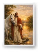 Quadro Jesus Com Cavalo No Lago 15x21cm