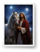 Quadro Jesus Com Cavalo Noite Estrelada 50x70cm