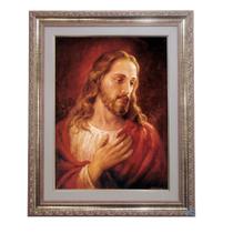 Quadro Jesus Complacente com Moldura Dourada 52x42cm