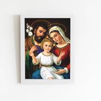 Quadro Jesus Cristo João e Maria Moldura Branca 60x40cm - PlimShop
